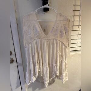 Free people oversized xs Elegant White Crochet Women Top